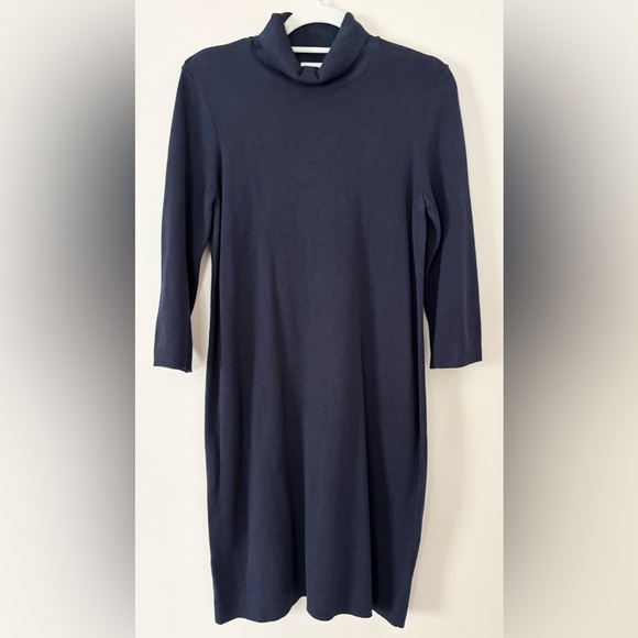 NWT J. Jill Navy Blue Turtleneck Soft Stretchy Oversized Light Sweater Dress - Picture 1 of 8